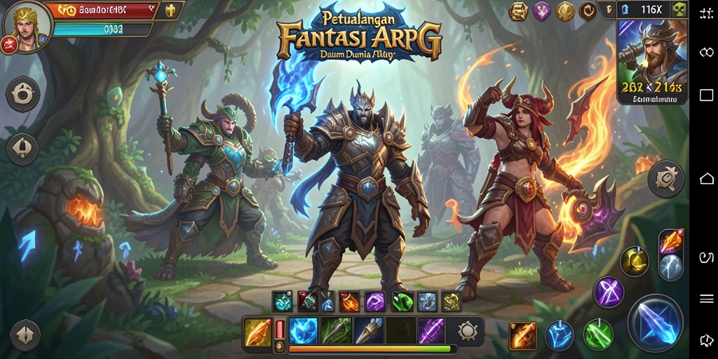 Screenshot gameplay 116X menampilkan pertempuran epik dalam dunia ARPG.