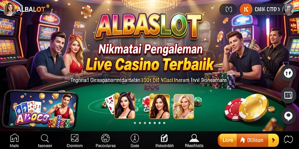 Screenshot gameplay <strong>ALBASLOT</strong> menampilkan dealer yang ramah dan permainan yang menarik.