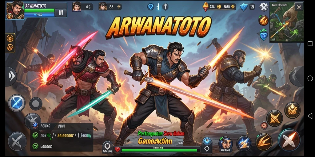 Tampilan aksi seru di ARWANATOTO dengan pertarungan yang intens.