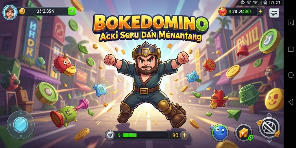 Tampilan seru gameplay BOKEDOMINO yang menantang adrenalin.