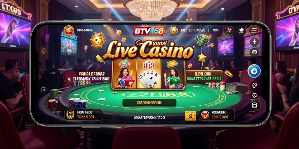 Tampilan thrilling gameplay BTV168 dalam suasana kasino langsung.