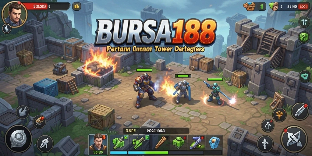 Tangkapan layar BURSA188 menunjukkan aksi seru dalam Tower Defense.