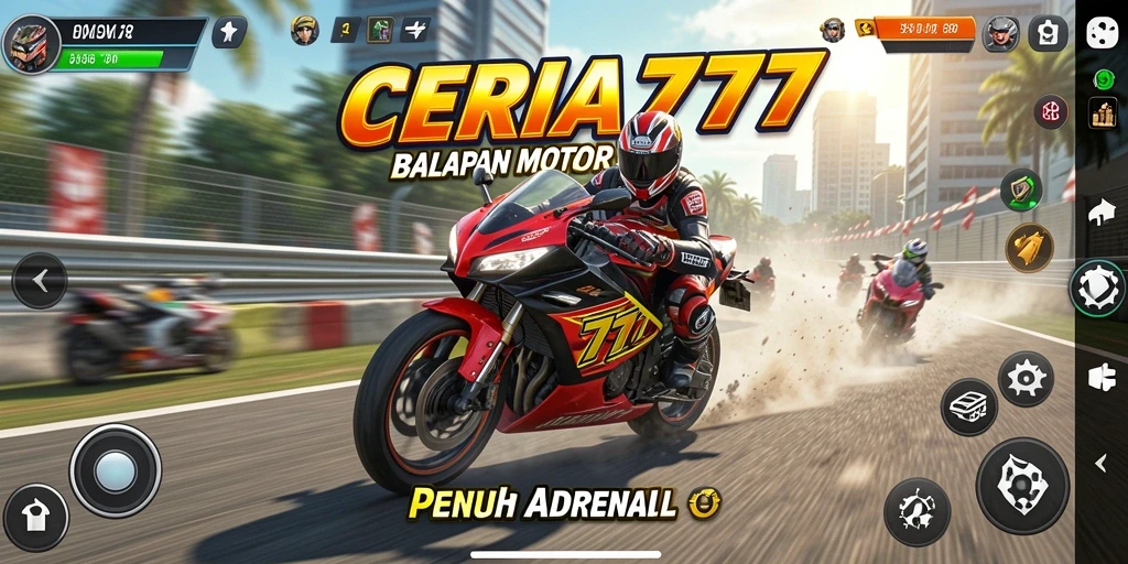 Tampilan gameplay <strong>CERIA777</strong> yang menegangkan saat balapan motor.