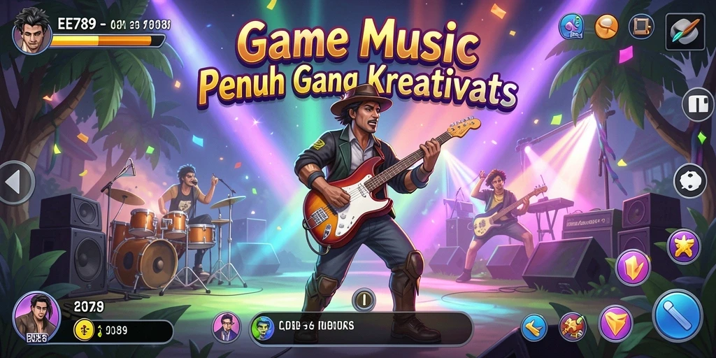 Tampilan gameplay EE789 dengan iringan musik yang menarik.