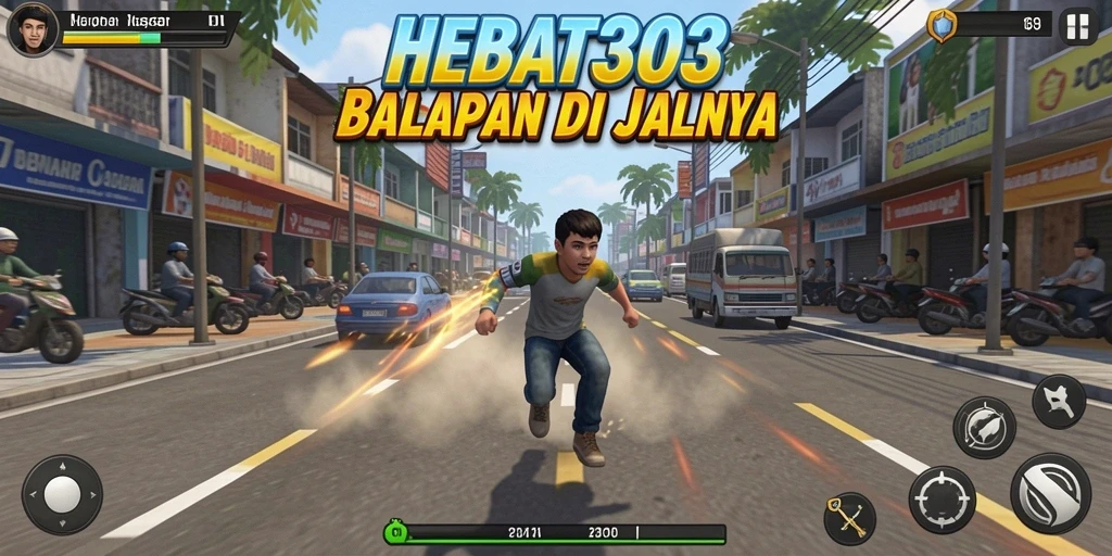Screenshot gameplay HEBAT303 menampilkan aksi balapan yang mendebarkan.