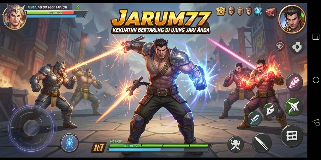 Screenshot JARUM77 yang memperlihatkan pertarungan seru.