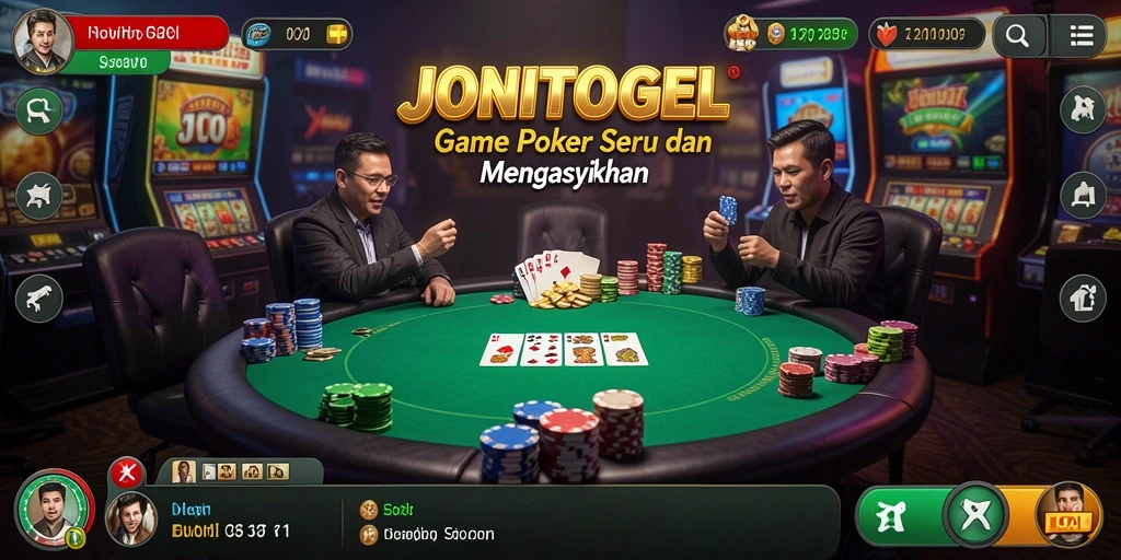 Tampilan gameplay seru permainan poker JONITOGEL.