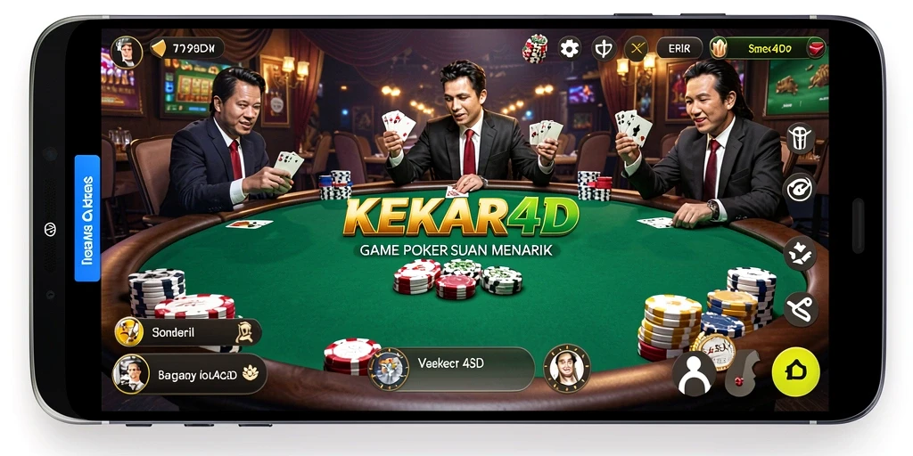 Screenshot gameplay <strong>KEKAR4D</strong> dengan tampilan meja poker yang menyenangkan.