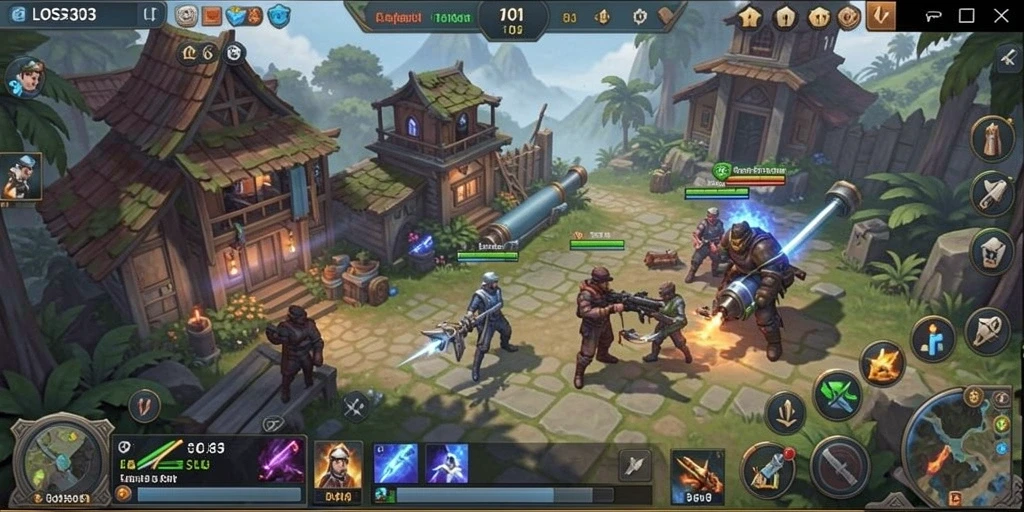 Screenshot LOS303 menunjukkan karakter dan medan tempur yang spektakuler.