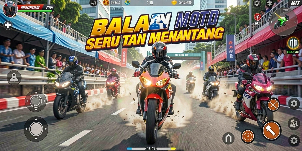 Screenshot MPOID menampilkan aksi balapan motor yang mendebarkan di lintasan penuh tantangan.