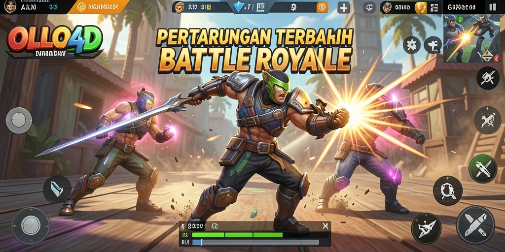 Tampilan aksi seru di OLLO4D dengan pemain bertarung untuk bertahan hidup.