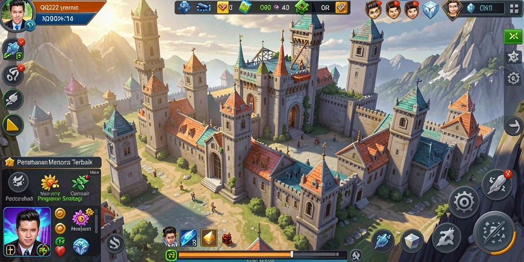 Screenshot gameplay menunjukkan menara yang siap bertahan dari serangan musuh.