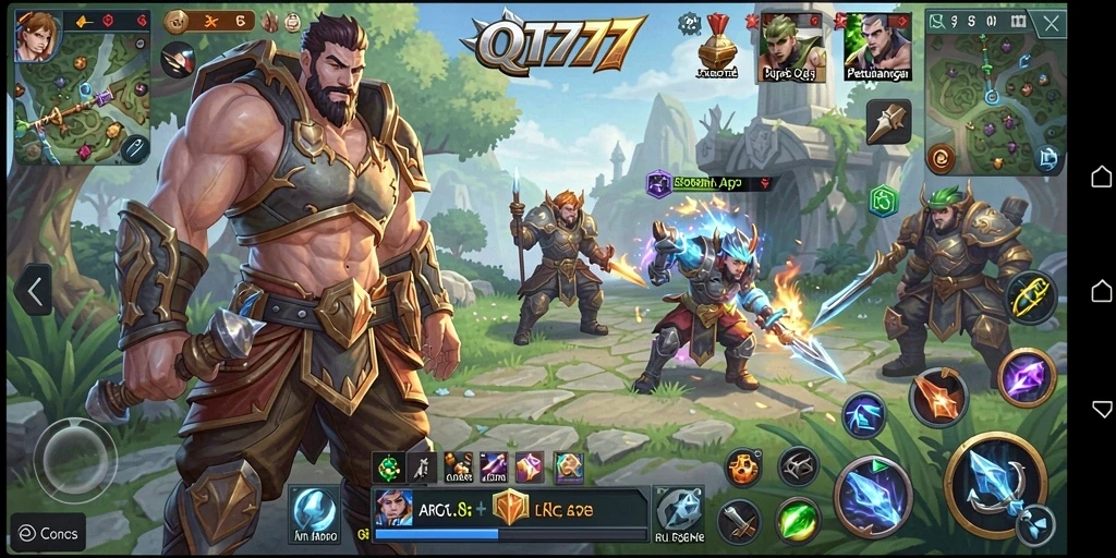 Screenshot menunjukkan aksi seru pertempuran dalam QT777.