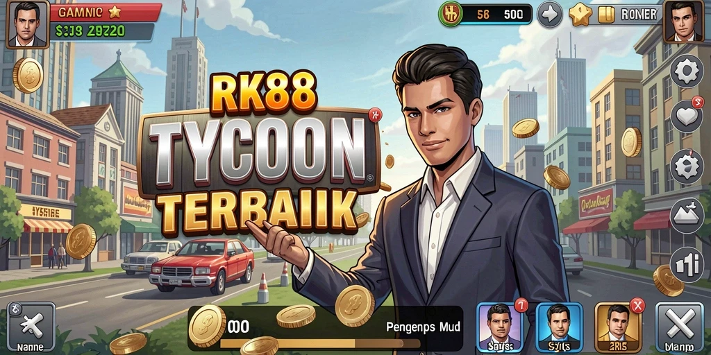 Tangkapan layar gameplay RK88 dengan elemen Tycoon yang menarik.