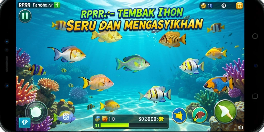 Tampilan gameplay RPRR dengan aksi tembak ikan yang seru.