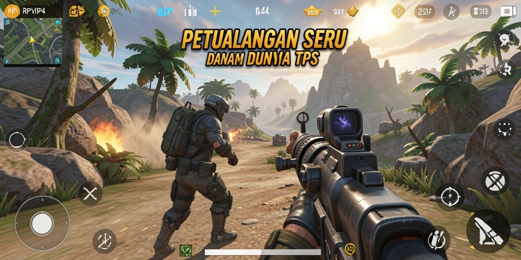 Tampilan gameplay seru dalam RPVIP4 saat bertempur di arena TPS.