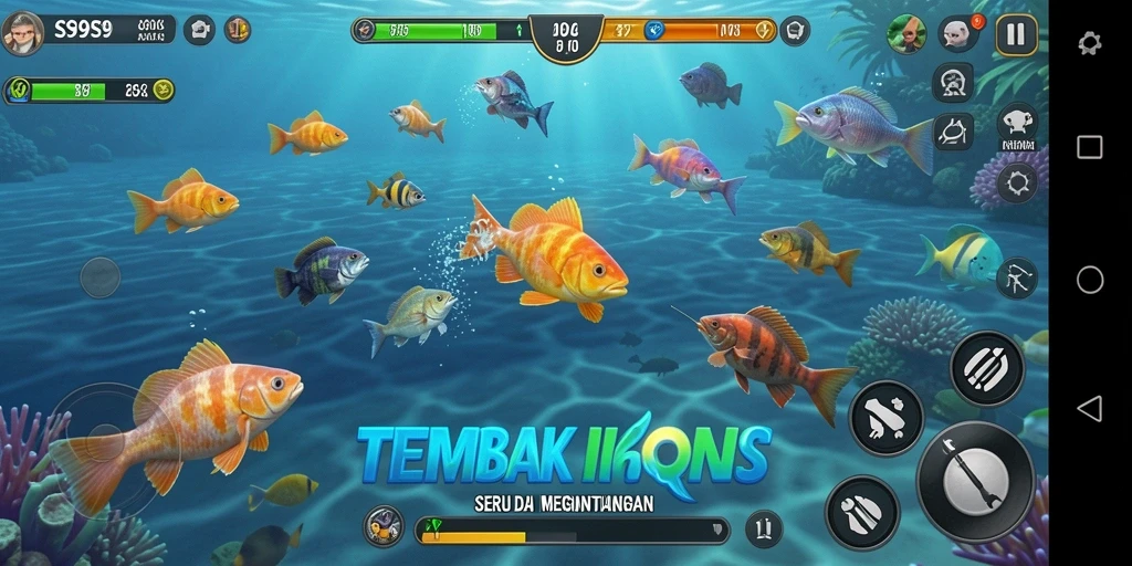 Tampak gameplay seru S9S9 dengan aksi Tembak Ikan.