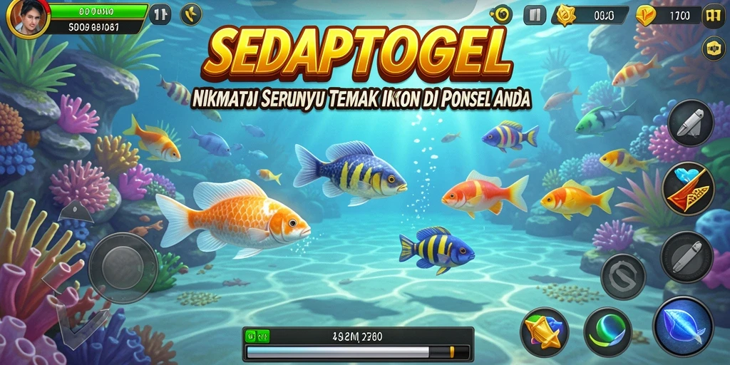 Screenshot gameplay SEDAPTOGEL saat menembak ikan dengan senjata yang berbeda.