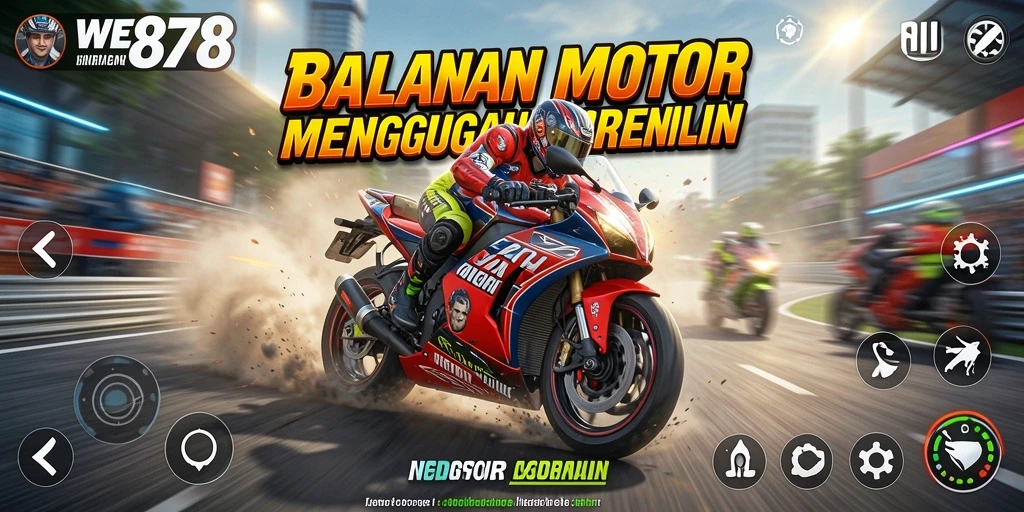 Gameplay seru dengan balapan motor yang mendebarkan.